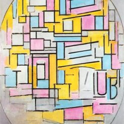 Customizable Oil Painting Inspired by Mondrian's "Composition with Oval in Color Planes II" (1914) - Dafen Village Original