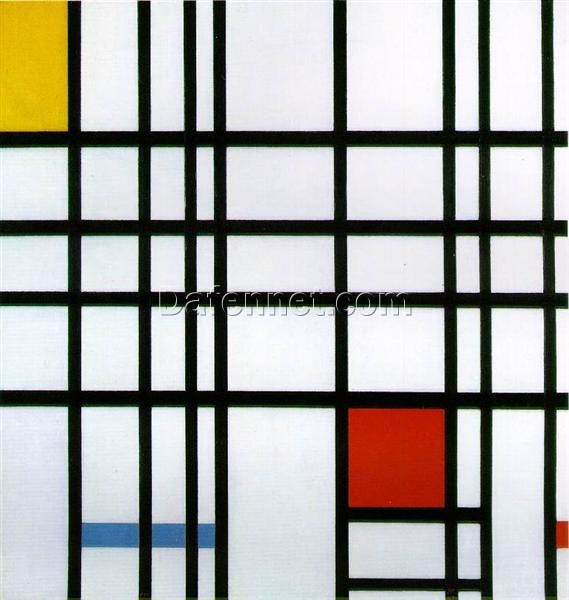 Authentic – Looking Reproduction of “Composition with Red, Yellow and Blue” by Piet Mondrian Inspired by Neoplasticist Aesthetics for Interior Decorators