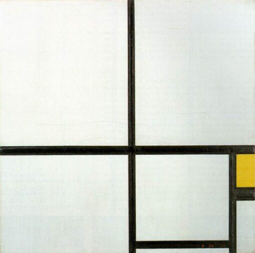 Authentic – Looking Reproduction of “Composition with yellow patch” by Piet Mondrian Inspired by Neoplasticist Aesthetics for Interior Decorators
