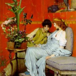 Custom - Made Oil on Canvas Inspired by Sir Lawrence Alma - Tadema's 'Confidences' (1869) - Tailored to Your Vision by Dafen Village Studios for Discerning Art Collectors