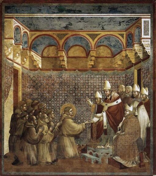 Confirmation of the Rule” by Giotto – Proto Renaissance Fresco in the Basilica of St. Francis