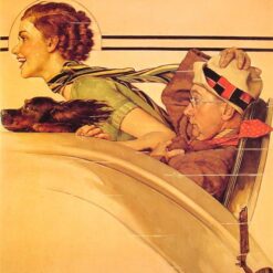 Dafen Village's Authentic - looking Replica of Norman Rockwell's 1935 'Couple in Rumble Seat' - A Valuable Addition for Art Collectors