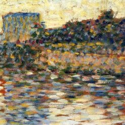 High-Resolution Print Inspired by Georges Seurat's 'Courbevoie, Landscape With Turret' - An Affordable Way to Adorn Your Space with Neo-Impressionist and Pointillist Landscape Art from Dafen Village