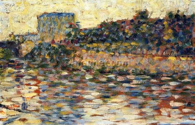 High-Resolution Print Inspired by Georges Seurat’s ‘Courbevoie, Landscape With Turret’ – An Affordable Way to Adorn Your Space with Neo-Impressionist and Pointillist Landscape Art from Dafen Village