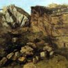 Striking 1864 Gustave Courbet 'Crumbling Rocks' Realist Oil on Canvas Landscape - Ideal for Art Aficionados and Nature Enthusiasts