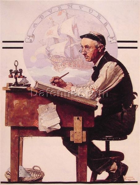 Dafen Village Presents: Inspired by Norman Rockwell’s 1923 ‘Home Sweet Home’ – Regionalism & Social Realism Genre Oil on Canvas Artwork for Interior Enhancement