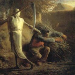Custom-Sized Realist Mythological Painting "Death and the Woodcutter" Inspired by Jean-Francois Millet's 1859 Masterpiece - Handmade in Dafen Village