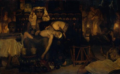 Exquisitely Hand-Painted Oil on Canvas Inspired by Sir Lawrence Alma-Tadema’s ‘Death of the Pharaoh’s Firstborn Son’ (1872) – A Dramatic and Poignant Romantic Religious Replica by Dafen Village Artists for Art Connoisseurs and Religious Art Enthusiasts