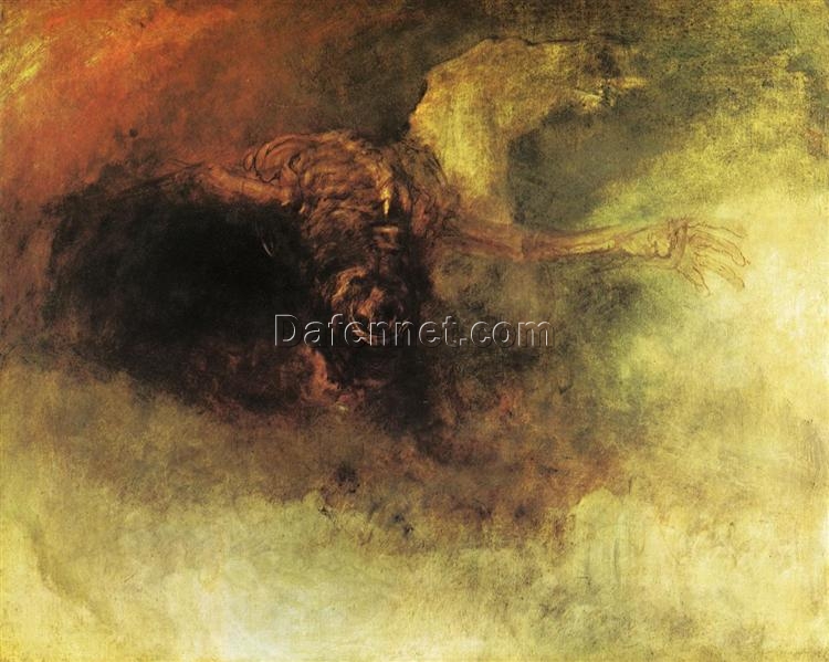 Stunning J.M.W. Turner’s ‘Death on a Pale Horse’ Inspired Oil on Canvas – Skillfully Created by Dafen Village Artists for Symbolic Art Enthusiasts