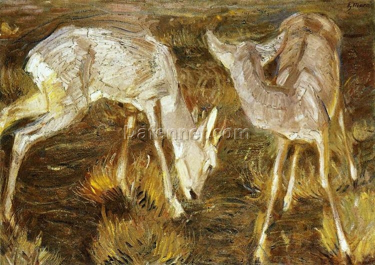 Post – Impressionist ‘Deer at Dusk’ Inspired Oil Painting Replica – Hand – painted by Dafen Village’s Premier Artists for Stunning Wall Decor