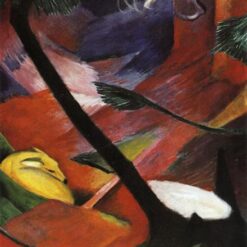 Franz Marc's 'Deer in the Forest II' Expressionist Style Hand-painted Oil Canvas - Ideal for Creating a Serene and Artistic Atmosphere in Your Space