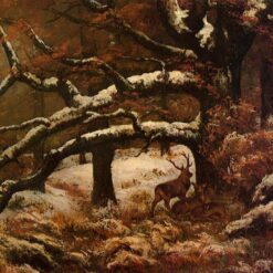 Authentically Rendered 1868 'Deer Shelter' (Remise de Cerfs) by Gustave Courbet - Realist Oil Canvas Landscape from Private Collection, Ideal for Art Connoisseurs