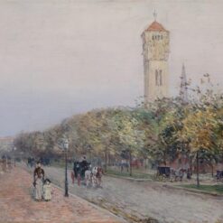Authentic-Looking Impressionist Cityscape "Commonwealth Avenue, Boston" (1892) by Childe Hassam - Dafen Village Creation, Oil Painting for Home and Office Spaces, Adored by Art Aficionados