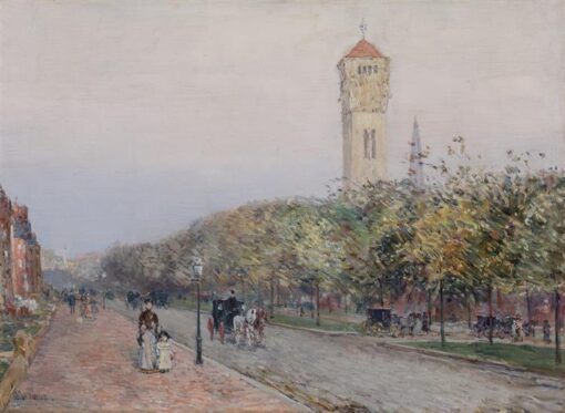 Paysage impressionniste authentique “Commonwealth Avenue, Boston” (1892) par Childe Hassam - Dafen Village Creation, Peinture à l'huile pour la maison et le bureau, adoré par les amateurs d'art.
