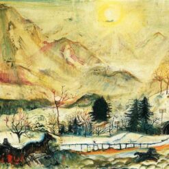Exceptionally Detailed Hand - Painted Oil Inspired by Kokoschka's 'Dents du Midi' - Dafen Village's Expressionist Landscape Masterpiece