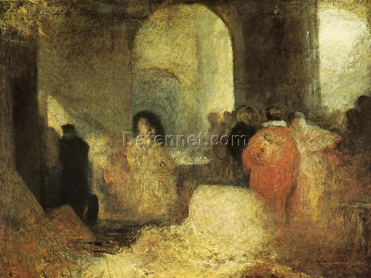 Stunning J.M.W. Turner’s ‘Dinner in a Great Room with Figures – in Costume’ Inspired Oil on Canvas – Skillfully Created by Dafen Village Artists for Genre Art Enthusiasts