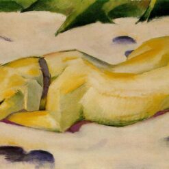 Dog Lying in the Snow" - Franz Marc Inspired Expressionist Animal Oil Painting Replica - Hand - painted in Dafen Village Studios for Art Lovers