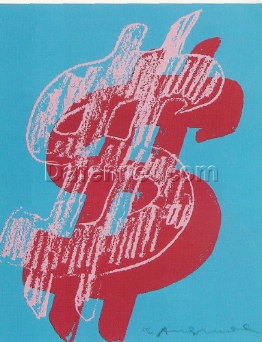 Authentic – looking ‘Andy Warhol – style’ Hand – painted Oil Painting of ‘Dollar Sign’ in Pop Art Design, Created in Dafen Village for Pop Art and Design Enthusiasts