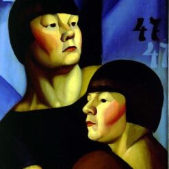 Tamara de Lempicka-Inspired "Double 47" – Hand-Painted Art Deco Portrait Oil Painting for Luxury Interiors | DaFen Village Studio