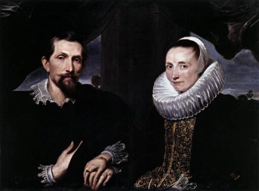 Unique Wall Art: Dafen Village’s Artistic Rendition INSPIRED BY “Double Portrait of the Painter Frans Snyders and his Wife” by Anthony van Dyck in Baroque Style for Interior Transformation