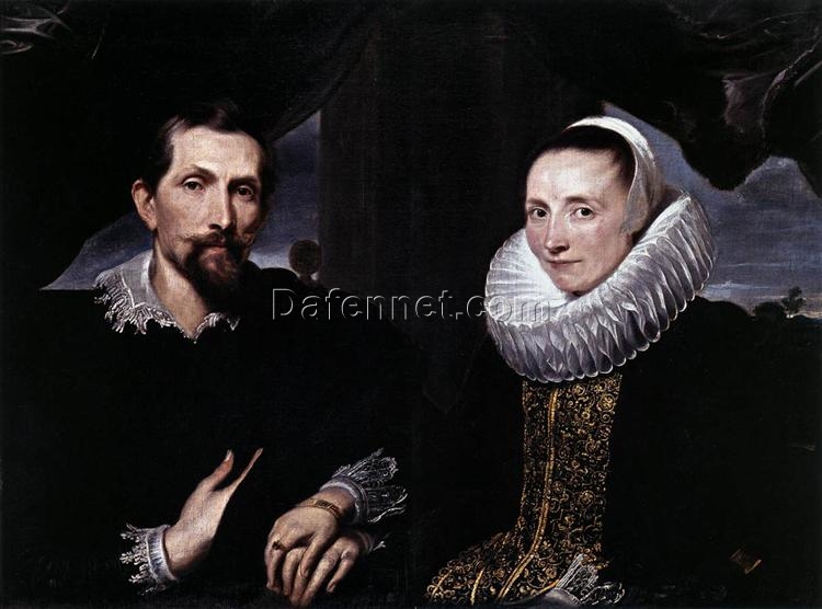 Unique Wall Art: Dafen Village’s Artistic Rendition INSPIRED BY “Double Portrait of the Painter Frans Snyders and his Wife” by Anthony van Dyck in Baroque Style for Interior Transformation