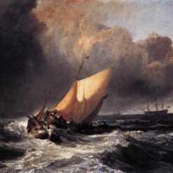 Spectacular Romantic Marina Painting: 'Dutch Boats in a Gale' by J.M.W. Turner (1801) - A National Gallery, London Masterpiece