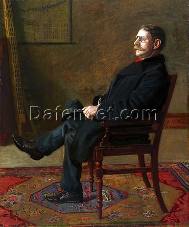 Authentic-Looking Realist Portrait “Frank Jay St. John” (1900) by Thomas Eakins – Dafen Village Creation, Oil Painting for Home and Office Spaces, Adored by Art Aficionados and Those Who Appreciate the Craft of Realist Portraiture