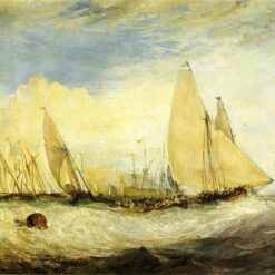 Enthralling Romantic Marina Scene: 'East Cowes Castle, the seat of J.Nash, Esq. the Regatta beating to windward' by J.M.W. Turner (1828) - Reproduction of a Masterpiece