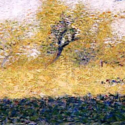 Exquisitely Hand-Painted Oil on Wood Replica of Georges Seurat's 'Edge of Wood, Springtime' (Lisière de bois au printemps) - A Breathtaking Neo-Impressionist and Pointillist Landscape by Dafen Village Artists for Art Connoisseurs and Nature Enthusiasts