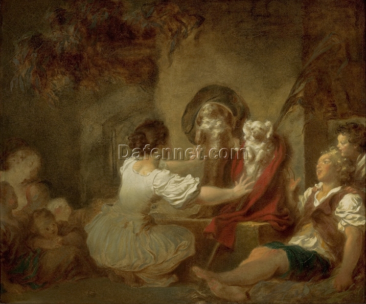 Collector’s Gem: Dafen Village’s High-Quality “Education is All” Inspired Rococo Pastorale Oil Painting