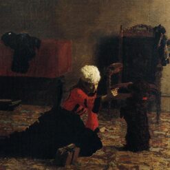 Dafen Village Inspired Reproduction of Thomas Eakins' "Elizabeth Crowell with a Dog" (1873 - 1874) - High-Quality Realist Genre Oil Painting for Sale, Great for Art Collections and Interior Designers Seeking Heartwarming Scenes