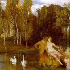 Symbolist Mythology Oil Canvas Inspired by Arnold Böcklin’s 1877 Elysian Fields