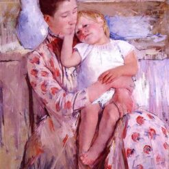 Hand - Painted Impressionist - Style Oil Painting of Mother and Child Inspired by Mary Cassatt's 'Emmie and Her Child' | Dafen Village Artisans' Creation for Home Decor