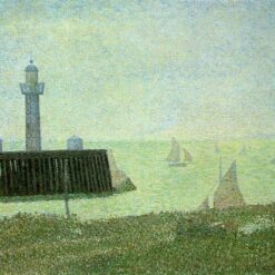 High-Resolution Print Inspired by Georges Seurat's 'End of the Jetty, Honfleur' - An Affordable Way to Adorn Your Space with Neo-Impressionist and Pointillist Landscape Art from Dafen Village