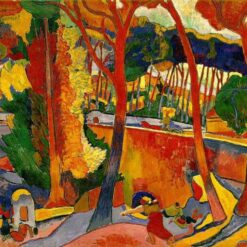 Fauvist Landscape 'Estaque' Inspired by Andre Derain - Oil Painting on Canvas for Art Enthusiasts and Interior Designers