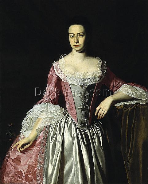 Dafen Village Hand-Painted Oil Canvas: Eunice Dennie Burr INSPIRED BY John Singleton Copley’s 1758 – 1760 Neoclassical Portrait Masterpiece from Saint Louis Art Museum