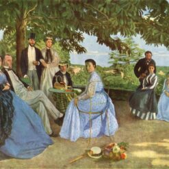 Custom - Sized Impressionist Genre Painting 'Family Reunion' Inspired by Frederic Bazille's 1867 Masterpiece, Handmade in Dafen Village