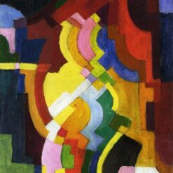 High-Quality Hand-Painted Replica from Dafen Village - August Macke's 1913 'Farbige Formen III' Orphism Abstract Oil Painting on Panel