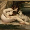 High-Resolution Print Inspired by Gustave Courbet's 'Female Nude with a Dog (Portrait of Leotine Renaude)' - An Affordable Way to Adorn Your Space with Realist Nude Art from Dafen Village