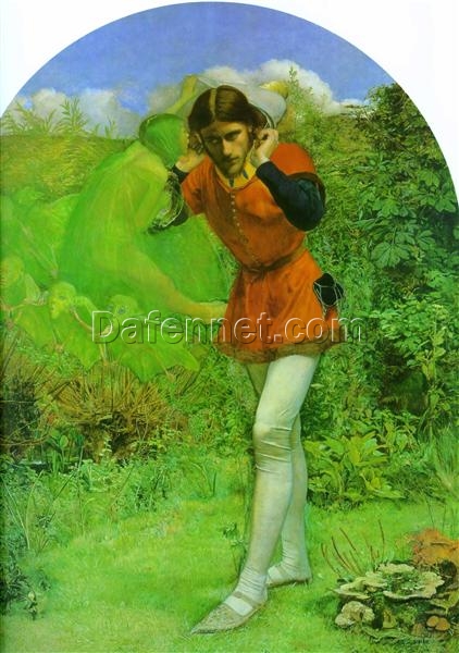 Customizable Reproduction of John Everett Millais’ “Ferdinand Lured by Ariel” (1849 – 1850) – Tailored Romantic Literary Painting on Oil, Panel, and Canvas