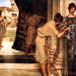 The Frigidarium - Inspired by Sir Lawrence Alma - Tadema's 1890 Romantic Genre Oil Painting on Canvas, Hand - painted Replica from Dafen Village with 59.7 x 45.1 cm Dimensions for Art Aficionados