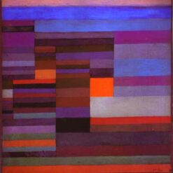 Exquisite Handmade Abstract Oil Painting on Board - Inspired by Paul Klee's 'Fire evening' from the Bauhaus Era, Crafted in Dafen Village