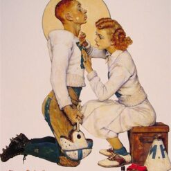 Authentic - Looking "Football Hero" Inspired by Norman Rockwell's 1955 Creation - Dafen Village Artisanry
