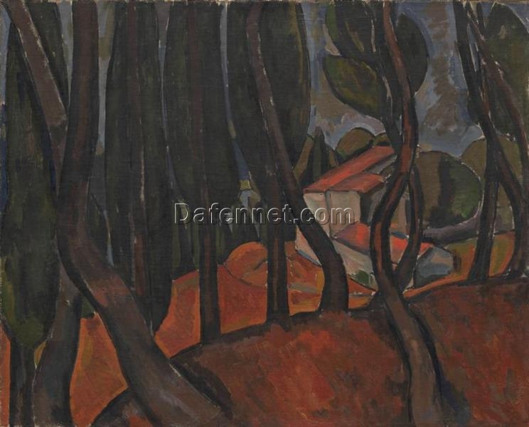Unique Handmade Oil Painting in the Style of Andre Derain’s c.1909 ‘Forest at Martigues’ – A 81.3 x 100.3 cm Treasure from Dafen Village, a Must – Have for Discerning Art Collectors Searching for Inspired Art from Chicago