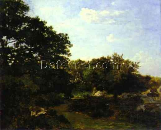 Custom – Sized Impressionist Landscape “Forest of Fontainebleau” Inspired by Frederic Bazille’s 1865 Masterpiece – Handmade in Dafen Village
