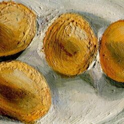 Lucian Freud's 2002 'Four Eggs on a Plate' - Authentic Expressionist Still - Life Oil Painting Replica