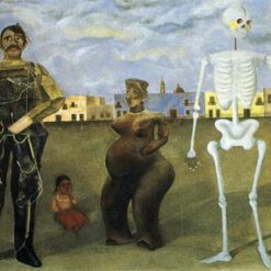 Custom Oil Painting Inspired by Frida Kahlo’s Four Inhabitants of Mexico – Hand-Painted Naïve Art & Surrealist Reproduction from DaFen Village Studio | Symbolic Mexican Fine Art for Home, Office, and Gallery Décor