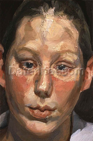 Exquisite Replica of Lucian Freud’s 2002 ‘Frances Costelloe’ – Expressionist Oil Portrait