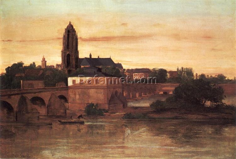 Gustave Courbet’s Timeless 1858 ‘Frankfurt am Main’ – Realist Cityscape Oil Painting on Canvas, A Tribute to Städel’s Collection, Great for Interior Decor with a Historical Flair