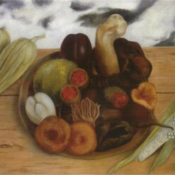 Custom Oil Painting Inspired by Frida Kahlo’s Fruits of the Earth – Hand-Painted Naïve Art Still Life Reproduction from DaFen Village Studio | Mexican Fine Art for Home, Kitchen, and Gallery Décor